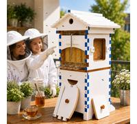 forplubossmmp Kit Inicial para Colmena De Flujo Automático, Diseño Duradero Y Fácil De Usar, Marco Completo con Ventana De Inspección para Jardín, Polinizadores Y Apicultores Principiantes