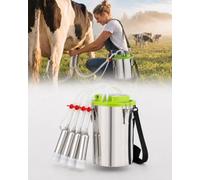 forplubossmmp Máquina De Ordeño Portátil, Ordeñadora Eléctrica para Vacas De 12 L/16 L con Batería De 5200 Mah Y Juego Completo De Accesorios, Opción Ideal para Granjas Lecheras Modernas 16L-B