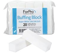 ForPro - Bloque de pulido súper blanco, grano 180/240, para manicura y pedicura de cuatro lados, 9.5 cm de largo x 2.5 cm de ancho x 2.5 cm de alto, 20 unidades