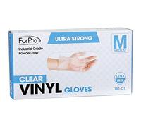 ForPro Guantes de vinilo desechables, transparentes, de grado industrial, sin polvo, sin látex, no estériles, aptos para alimentos, palma de 2,75 mil, 3,9 mil. dedos, mediano, 100 unidades