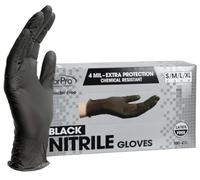 ForPro - Guantes desechables de nitrilo, resistentes a los químicos, sin polvo, sin látex, no estériles, aptos para alimentos, 4 mil, negro, grande, 100 unidades