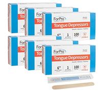 ForPro Professional Collection Depresores de lengua para personas mayores, barras aplicadoras de cera grandes, tamaño de 6 pulgadas, estériles, envueltas individualmente, 100 unidades, paquete de 6