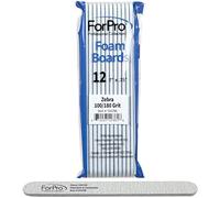 ForPro Professional Collection Tableros de espuma para uñas, cebra, grano 100/180, lima de uñas de doble cara para manicura y pedicura, 7 pulgadas de largo x 0.75 pulgadas de ancho, 12 unidades