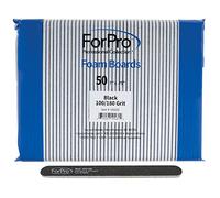 ForPro - Tableros de espuma, color negro, grano 100/180, limas de uñas de doble cara, 7 pulgadas de largo x 0.75 pulgadas de ancho, 50 unidades