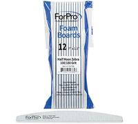 ForPro - Tableros de espuma de media luna, cebra, grano 100/180, limas de uñas de doble cara para manicura y pedicura, 7 pulgadas de largo x 1.1 pulgadas de ancho, 12 unidades
