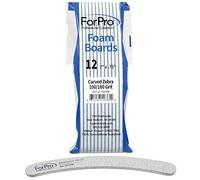 ForPro Zebra Curved Foam Board, 100/180 Grit, Double-Sided Manicure and Pedicure Nail Files, 7” L x .75” W, 12-Count