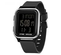 Forrader Reloj digital cuadrado, reloj digital militar para hombre, 5 ATM, resistente al agua, para deportes al aire libre, con luz, alarma, fecha, hora dual, cuenta regresiva, regalo, plata