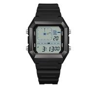Forrader Reloj digital para hombre, impermeable, para deportes al aire libre, con indicador analógico LCA, retroiluminación LED, cronómetro, alarma, Blanco y negro.