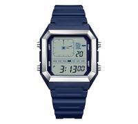 Forrader Reloj digital para hombre, impermeable, para deportes al aire libre, con indicador analógico LCA, retroiluminación LED, cronómetro, alarma, Azul plateado