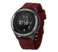 Forrader Reloj digital para hombre, reloj militar para hombre con correa de nailon y silicona, reloj podómetro impermeable, reloj deportivo táctico militar, rosso, Correa