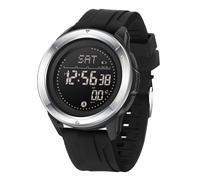 Forrader Reloj digital para hombre, reloj militar para hombre con correa de nailon y silicona, reloj podómetro impermeable, reloj deportivo táctico militar, plata