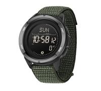 Forrader Reloj digital para hombre, reloj militar para hombre con correa de nailon y silicona, reloj podómetro impermeable, reloj deportivo táctico militar, Nailon verde