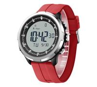 Forrader Reloj digital para hombre, resistente al agua, militar, para deportes al aire libre, reloj de fitness con contador de pasos de calorías, cronómetro, alarma, Rojo plateado