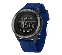 Forrader Relojes digitales para hombre, cronómetro, impermeable, con correa de nailon/silicona, relojes de pulsera militares con retroiluminación LED, alarma, cuenta regresiva, fecha, negro/azul,