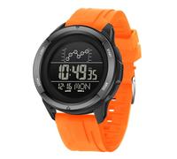 Forrader Relojes digitales para hombre, cronómetro, impermeable, con correa de nailon/silicona, relojes de pulsera militares con retroiluminación LED, alarma, cuenta regresiva, fecha, negro/naranja,