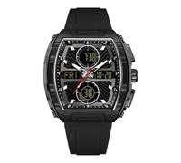 Forrader Relojes militares para hombre, reloj de pulsera rectangular para hombre, impermeable, digital, con calendario luminoso, cronómetro, Todo negro
