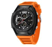 Forrader Relojes militares para hombre, resistentes al agua, tácticos, reloj de pulsera digital deportivo, multifunción, analógico, digital, naranja