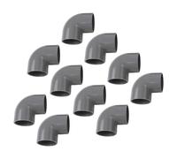 Forrado de tubería de PVC de 90 grados, codo de PVC-U de 50 mm para tuberías de agua, junta de tubería de agua de PVC gris, paquete de 10, presión de trabajo de 10 bar, 0-45 °C