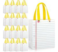 ForraFun 16 bolsas de regalo de 10.2 x 15.2 pulgadas, bolsas de regalo grandes con asa, reutilizable, línea de cuaderno, bolsa de regalo para el último día de suministros de envoltura