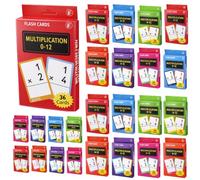 ForraFun Juego de 36 tarjetas flash de multiplicación para 3º, 4º y 5º grado, todos los datos de 0 a 12 tablas de tiempos con ayudas visuales y clasificación de revisión dominada para suministros de