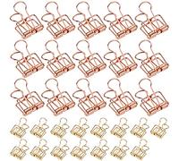 Forreen 30 Piezas Clips de Bulldog Pinzas para Archivadores de Metal Creativo Hueco Clips de la Cola Larga para Colgar Imágenes Bolsas de Comida Oficina y Hogar,19/32 mm (Oro Rosa, Oro)