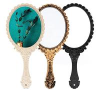 Forreen Espejo de Mano con Mango, 3 Piezas Espejo de Tocador Vintage Una Cara Profesional Portátil Creativo Sofisticado Espejo de Maquillaje para Mujeres Niñas Peinado Cumpleaños