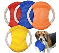 Forreen Frisbee para perro, 4 piezas de juguete de disco volador con cuerda de algodón natural, platillo colorido no tóxico resistente a las mordeduras para entrenar, jugar al aire libre en interiores