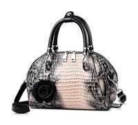 FORRICA Bolsa Mujer Patrón de Cocodrilo Bolsa de Mano Cuero PU Bolso de Hombro Señora Bolsa Bandolera con Colgante de Flor Elegante para Banquete Boda Reunión Albaricoque