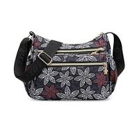 FORRICA Bolso Bandolera Mujer Grande Colorida Crossbody Bolso de Hombro Ligera Nylon Bolsa de Mensajero Múltiples Bolsillos Hojas