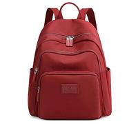 FORRICA Bolso Mochila Mujer Casual Mochila Escolares Chicas Múltiples Bolsillos Ligero Daypack Impermeable Nylon Backpack para Viajar Universitaria Trabajo Diario Rojo