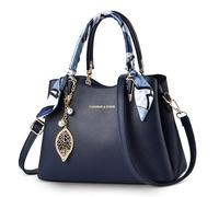 FORRICA Bolso Mujer Bolsa de Mano con Delicado Colgante Elegante Bolso de Hombro con Asa Superior Cuero PU Señora Bolso Bandolera para Compras Trabajar Azul