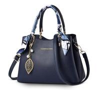 FORRICA Bolso Mujer Bolsa de Mano con Delicado Colgante Elegante Bolso de Hombro con Asa Superior Cuero PU Señora Bolso Bandolera para Compras Trabajar Azul