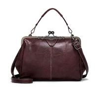 FORRICA Bolso Mujer Elegante Bolso de Hombro Bolso de Mano con Cierre de Beso Cuero PU Señora Crossbody Bag Bolso de Noche para Banquete Baile Citas Marron Oscuro