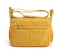 FORRICA Mujer Bolso de Hombro Ligero Múltiples Bolsillos Bolso Bandolera Impermeable Nailon Bolso Cruzado para Viajar Desplazarse Amarillo