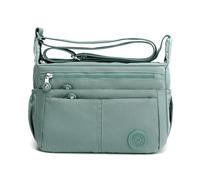 FORRICA Mujer Bolso de Hombro Ligero Múltiples Bolsillos Bolso Bandolera Impermeable Nailon Bolso Cruzado para Viajar Desplazarse Verde