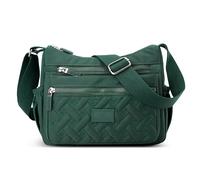 FORRICA Mujer Bolso de Hombro Múltiples Bolsillos Bolso Bandolera Ligero Impermeable Poliéster Bolso Cruzado para Viajar Desplazarse Verde