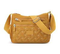 FORRICA Mujer Bolso de Hombro Múltiples Bolsillos Bolso Bandolera Ligero Impermeable Poliéster Bolso Cruzado para Viajar Desplazarse Amarillo