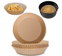 Forro de papel desechable para freidora de aire, 200 forros desechables antiadherentes, papel de hornear para freidora de aire, a prueba de aceite, a prueba de agua, pergamino de grado alimenticio y perfecto para hornear asar microondas