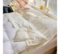 Forro de saco de dormir estampado, saco de dormir de algodón lavado suave con cremallera y botón a presión, juego de funda de edredón portátil de 3 piezas para adultos, ligero para camping, albergue