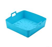 Forro de silicona para freidora de aire, no reutilizable, para freidoras de 6 a 8 cuartos de galón, resistente al calor hasta 230 °C, con asas para una fácil limpieza, accesorios de cocina (azul)