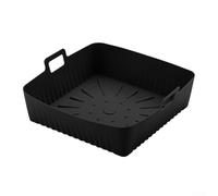 Forro de silicona para freidora de aire, no reutilizable, para freidoras de 6 a 8 cuartos de galón, resistente al calor hasta 230 °C, con asas para una fácil limpieza, accesorios de cocina (negro)