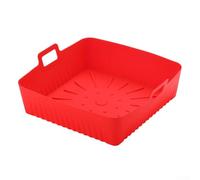 Forro de silicona para freidora de aire, no reutilizable, para freidoras de 6 a 8 cuartos de galón, resistente al calor hasta 230 °C, con asas para una fácil limpieza, accesorios de cocina (rojo)