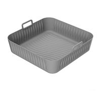 Forro de silicona para freidora de aire para Cosori 5qt 6qt, inserto de cesta cuadrada con bordes de 14 mm para cocinar uniformemente, negro (gris)