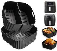 Forro de silicona para freidora de aire Russell Hobbs XXL 8L 27170-56, 3 forros de silicona para Russell Hobbs XXL 8.3 L 27632-56 reutilizables 2 en 1 accesorios de silicona para bandejas de cesta de