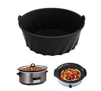 Forro de Silicona para Olla de Cocción Lenta,Resistente al Calor Slow Cooker Liner para 6 a 8 Cuartos de Galón,Divisor De Olla De Cocción Lenta Reutilizable,Lavavajillas y a Prueba de Fugas (Negro)