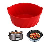 Forro de Silicona para Olla de Cocción Lenta,Resistente al Calor Slow Cooker Liner para 6 a 8 Cuartos de Galón,Divisor De Olla De Cocción Lenta Reutilizable,Lavavajillas y a Prueba de Fugas (Rojo)