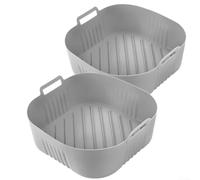 Forro de silicona reutilizable para freidora de aire, paquete de 2 para Cosori 6,2 L NA230, resistente al calor, no apto para freír sin aceite, gris y negro, 23 cm (gris)