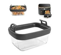 Forro de vidrio para freidora de aire con asas de silicona extraíbles, bandeja resistente al calor para Ninja AF300UK AF400UK, AF451UK, COSORI Dual Air Fryer 8.5L Durable y apta para lavavajillas
