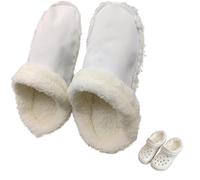 Forro ¡Invierno Crocs Zapatos Calientes para Mujer, Zuecos con Forro de Invierno, Pantuflas Cálidas para Interiores (Blanco, 34-35)