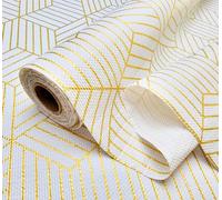 Forro para estantes, forro no adhesivo, impermeable y a prueba de aceite, forro para armario de cocina que protege contra derrames, revestimientos multiusos para armario, refrigerador (dorado/30 cm x